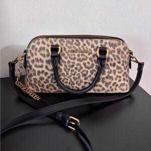 Steve Madden Animal Print Crossbody Bag with Black Accents